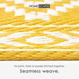 Homescapes Luxury Outdoor Rug Waterproof Reversible For Garden, 150 X 240 Cm, Yellow & White, 100% Recycled, Anna Aztec - thumbnail 4