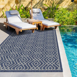 Homeart Outdoor Rugs Easy Cleaning Area Rugs For Balcony,garden,picnic,uv Weather Resistant  D.blue Cream, 80 X 150 Cm - thumbnail 2