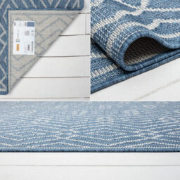 Homeart Outdoor Rugs Easy Cleaning Area Rugs For Balcony,garden,picnic,uv Weather Resistant  D.blue Cream, 80 X 150 Cm - thumbnail 5