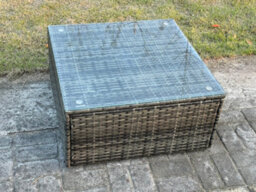 Fimous 6 Seater Outdoor Furniture Garden Dining Set Rattan Corner Sofa Set With Square Coffee Table Dark Grey Mixed - thumbnail 5