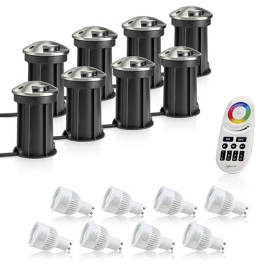 Auraglow Deep Recessed Ip67 Outdoor Deck Light - Anti-Dazzle - Colour Changing With 4 Zone Remote - 8 Pack - image 1
