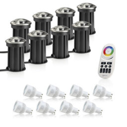 Auraglow Deep Recessed Ip67 Outdoor Deck Light - Anti-Dazzle - Colour Changing With 4 Zone Remote - 8 Pack - thumbnail 1