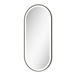 Affine Oval Led Mirror Touch Designer Bathroom Demister Mains Matt Black 450X1000mm - thumbnail 3