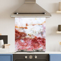 Choose Your Print Premium 59.5 X 74.5Cm Red Gold Marble 6mm Glass Toughened Kitchen Splashback - thumbnail 1