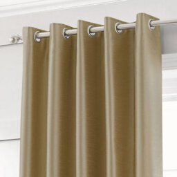 Intimates Silk Effect Energy Saving Lined Ring Top Curtains - Latte