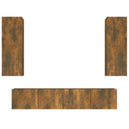 Berkfield Classic 4 Piece Tv Cabinet Set Smoked Oak Engineered Wood - thumbnail 1