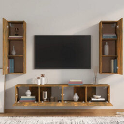 Berkfield Classic 4 Piece Tv Cabinet Set Smoked Oak Engineered Wood - thumbnail 3