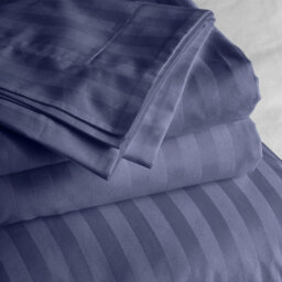 Ameha Washed Blue Striped Microfibre Bedding Set Double, Reversible & Breathable Duvet Cover, Fitted Sheet & Pillowcases - thumbnail 2