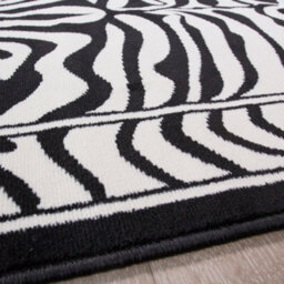 Loomed Black White Zebra Print Living Room Rug 80X150Cm - thumbnail 4