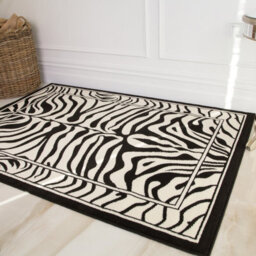 Loomed Black White Zebra Print Living Room Rug 80X150Cm - thumbnail 2