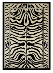 Loomed Black White Zebra Print Living Room Rug 80X150Cm - thumbnail 5