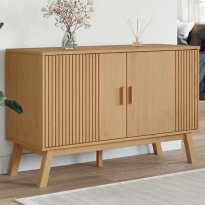 Berkfield Sideboard Olden Brown 114X43X73.5 Cm Solid Wood Pine - image 1