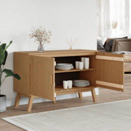 Berkfield Sideboard Olden Brown 114X43X73.5 Cm Solid Wood Pine - thumbnail 4
