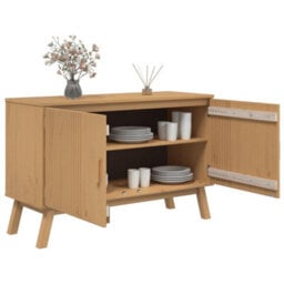Berkfield Sideboard Olden Brown 114X43X73.5 Cm Solid Wood Pine - thumbnail 6
