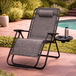Royalford Zero Gravity Chair Grey Folding Garden Recliner 120Kg Support Pack Of 2 - thumbnail 2