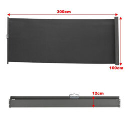 Living And Home Grey Outdoor Patio Canopy Retractable Privacy Side Awning Balcony Sunshade Blind 300Cm X 100 Cm - thumbnail 5