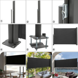 Living And Home Grey Outdoor Patio Canopy Retractable Privacy Side Awning Balcony Sunshade Blind 300Cm X 100 Cm - thumbnail 7