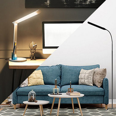 Fern Howard Led Bundle - 1 X Black Floor Lamp And 1 X White Desk Lamp With Usb Charging Ports (Mains-Powered - Plug) - image 1