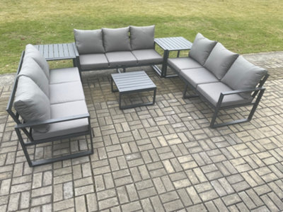 Fimous Aluminium 9 Seater Outdoor Garden Furniture Set Patio Lounge Sofa With Coffee Table 2 Side Tables Conservatory Set - image 1