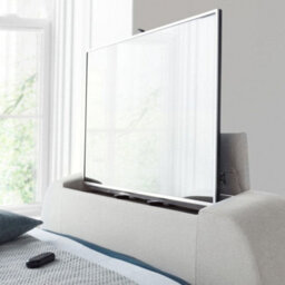 Luther Natural Winged Fabric Ottoman Electric Media Tv Bed Frame - 4Ft6 Double - thumbnail 9