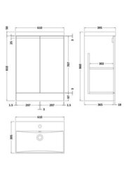 Hudson Reed Urban Satin Green Floor Standing 2 Door Vanity Unit And Thin-Edge Basin With Silent Close, 860 X 610 X 395 - thumbnail 6