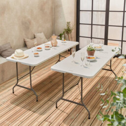 Sweeek - Pair Of Foldable Plastic Reception Tables White 180X69.5X73.5 Cm - 2 Fiesta Tables - thumbnail 3