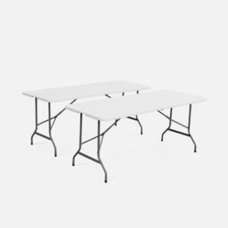 Sweeek - Pair Of Foldable Plastic Reception Tables White 180X69.5X73.5 Cm - 2 Fiesta Tables - thumbnail 6