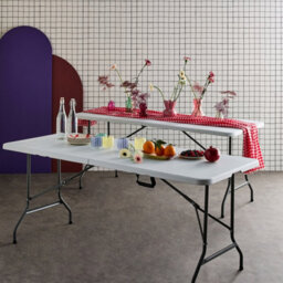 Sweeek - Pair Of Foldable Plastic Reception Tables White 180X69.5X73.5 Cm - 2 Fiesta Tables - thumbnail 4