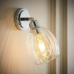 Valuelights Cheltenham Chrome Adjustable Wall Spotlight With Ribbed Shade And Bulb - thumbnail 2