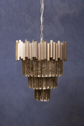 Orsina Large Nickel Painted Chandelier, Four Tier Antique Glass Statement Light, Traditional Bevelled Glass Pendant - thumbnail 2