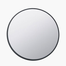 Pacific Lifestyle Black Wood Veneer And Mirrored Glass Round Wall Mirror - thumbnail 3
