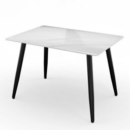 Urbn-Living Urbnliving 5Pcs Gloss White Modern Ceramic Top Dining Table & Blue Plush Velvet Chairs With Metal Legs - thumbnail 3