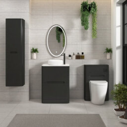 Royal Bathrooms Venice 600mm Matt Nocturne Black Freestanding Bathroom Countertop Vanity Unit 2 Drawer With Milan Basin - thumbnail 4