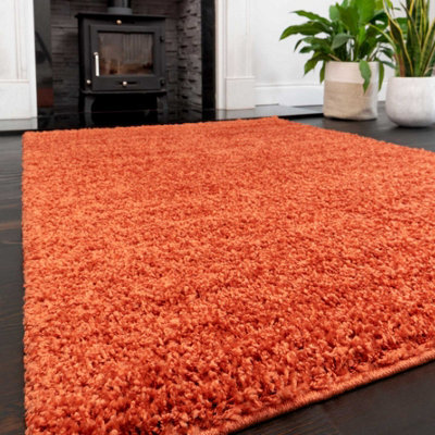 Loomed Soft Value Orange Terracotta Shaggy Area Rug 180X270Cm - image 1