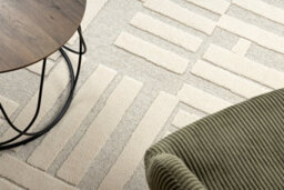 RugsX Flux 461.95.ae110 Wool Carpet Osta - Geometric, Structural, Loft Cream Beige 60X120 Cm - thumbnail 5