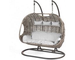 Suntime Brampton Triple Cocoon Hanging Rattan Egg Chair With Grey Cushions - thumbnail 2