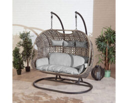 Suntime Brampton Triple Cocoon Hanging Rattan Egg Chair With Grey Cushions - thumbnail 1