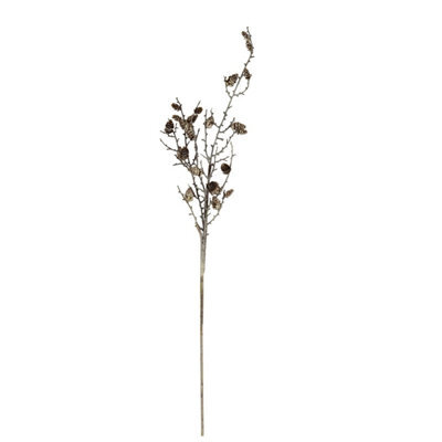 Snowy Winter Woodland Branch With Pinecones Frosted Faux Stem - image 1