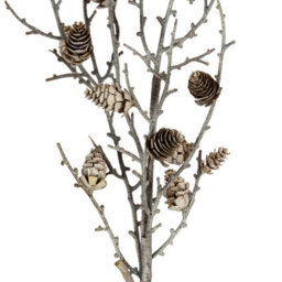 Snowy Winter Woodland Branch With Pinecones Frosted Faux Stem - thumbnail 2