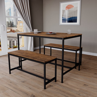 Lassic Vida Designs Roslyn 4 Seater Dining Table With Bench Set, Dark Wood - image 1