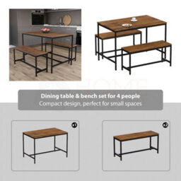 Lassic Vida Designs Roslyn 4 Seater Dining Table With Bench Set, Dark Wood - thumbnail 7