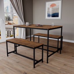 Lassic Vida Designs Roslyn 4 Seater Dining Table With Bench Set, Dark Wood - thumbnail 1
