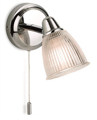 Luminosa Lighting Luminosa Echo 1 Light Bathroom Wall Light Chrome With Clear Ribbed Glass Ip44, G9