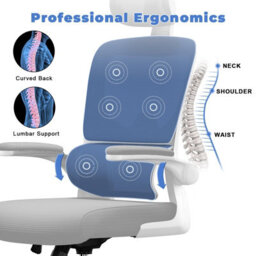 Onemill Computer Chair With Adjustable Lumbar Support And Headrest, Swivel Executive Mesh Office Chair For Home Office-Grey - thumbnail 4