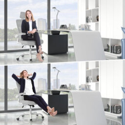 Onemill Computer Chair With Adjustable Lumbar Support And Headrest, Swivel Executive Mesh Office Chair For Home Office-Grey - thumbnail 6