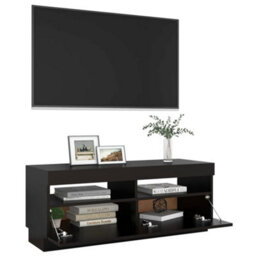 Walplus Tv Cabinet With Led Lights Black 100X35X40 Cm - thumbnail 7