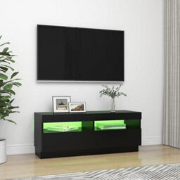 Walplus Tv Cabinet With Led Lights Black 100X35X40 Cm - thumbnail 4