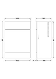 Hudson Reed Fusion Floor Standing Wc Unit With Coordinating Top, Stylish Single Vanity Unit,  Gloss White, 600mm - thumbnail 4