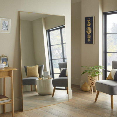 The Online Mirror Shop Leaner Mirror Islington Rectangular Shape With Gold Aluminum Frame- H 180Cm X W 110Cm For Hanging In Bedroom, Living Room - image 1