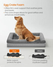 LEDREM Orthopedic Dog Bed, Dog Sofa With Sides, Removable Washable Cover, 106 X 80 X 20 Cm, Non-Slip Bottom, Light Grey - thumbnail 3